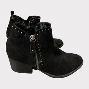 Sonoma Kohl's Stone Black Block Heeled Boots 7 1/2 Side Zipper Suede
